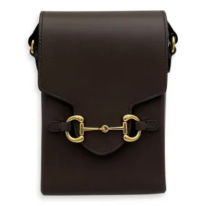 Horsebit 1955 Crossbody Bag Mini Brown in Calfskin, Gold hardware