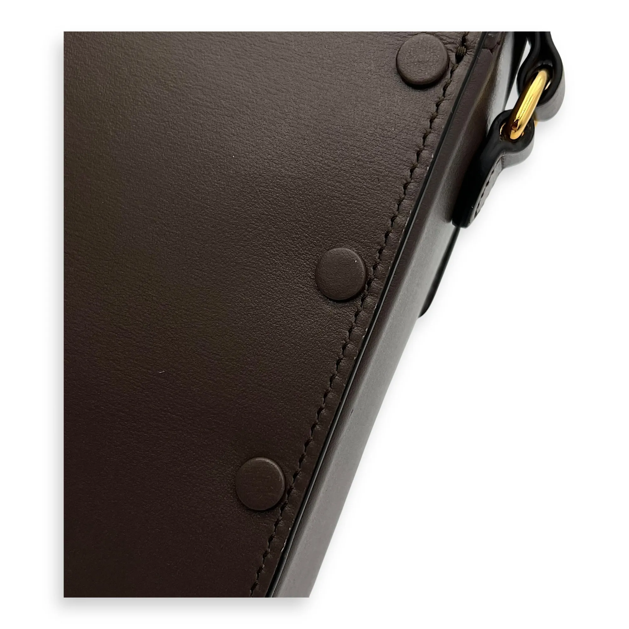 Horsebit 1955 Crossbody Bag Mini Brown in Calfskin, Gold hardware