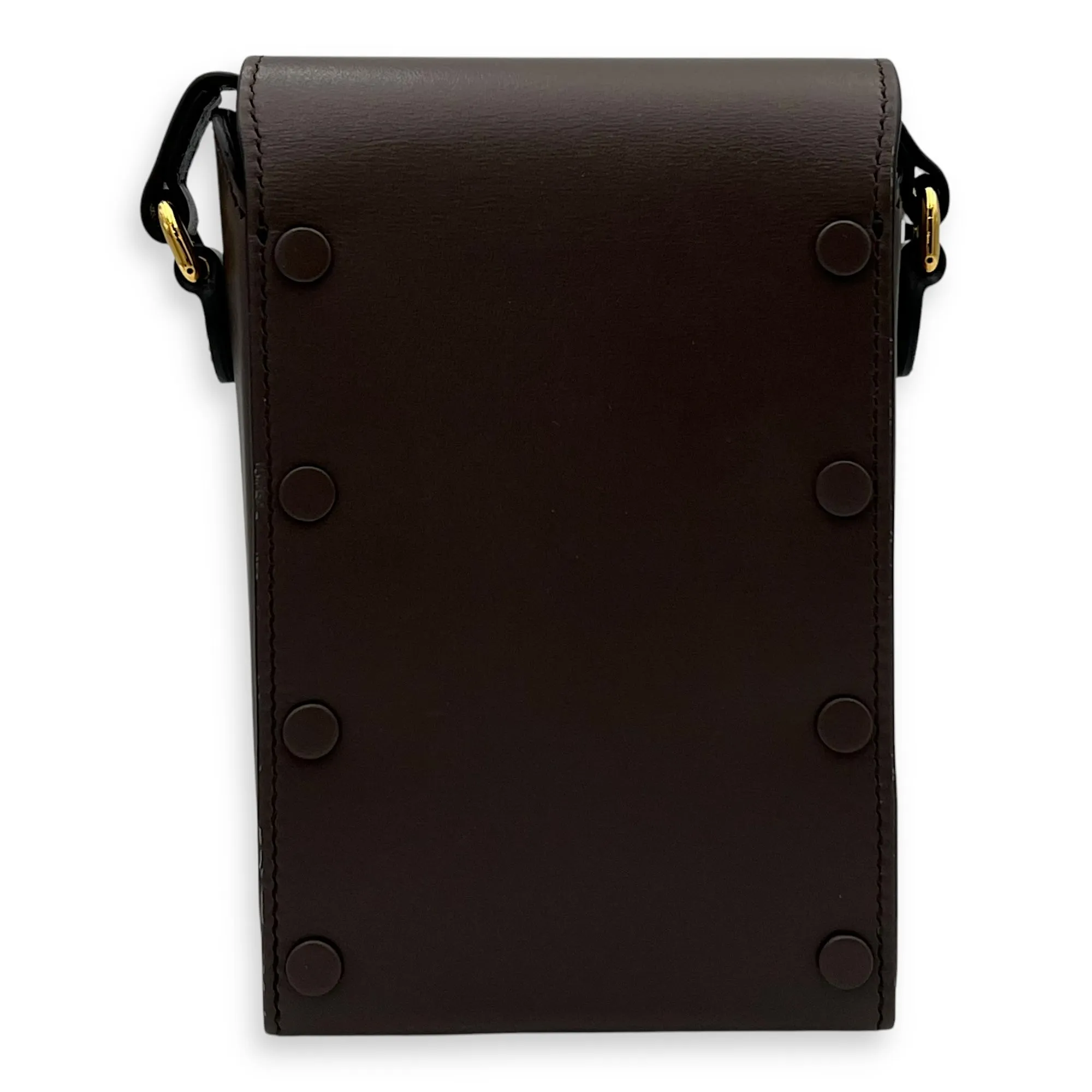 Horsebit 1955 Crossbody Bag Mini Brown in Calfskin, Gold hardware