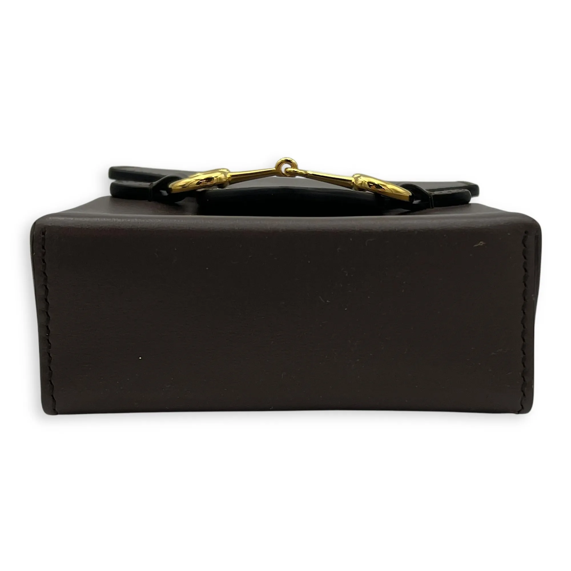 Horsebit 1955 Crossbody Bag Mini Brown in Calfskin, Gold hardware