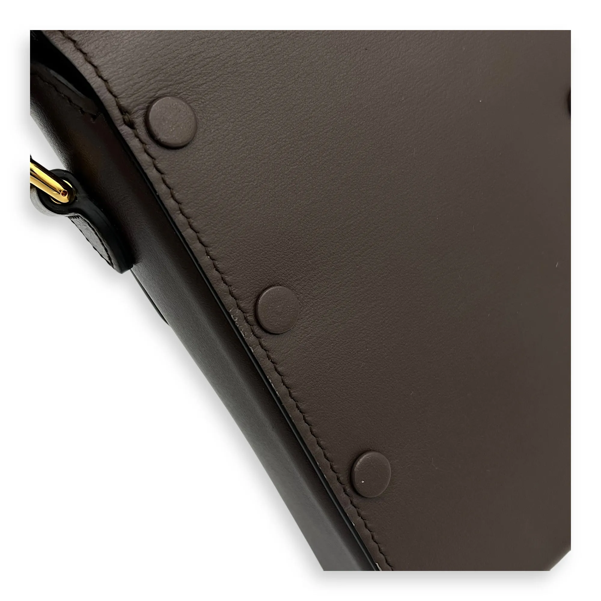 Horsebit 1955 Crossbody Bag Mini Brown in Calfskin, Gold hardware