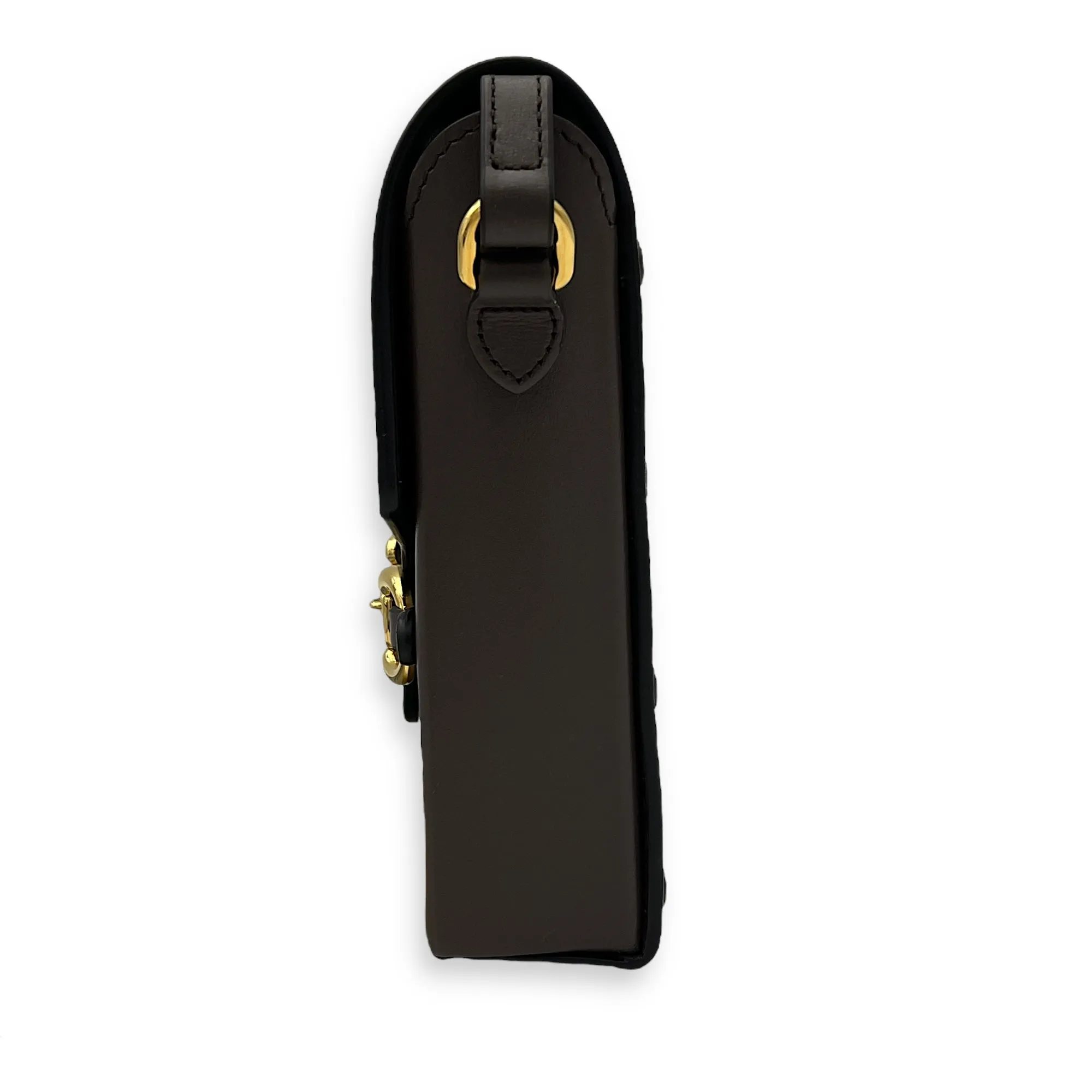 Horsebit 1955 Crossbody Bag Mini Brown in Calfskin, Gold hardware