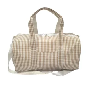 Khaki Gingham Weekender Duffel Bag
