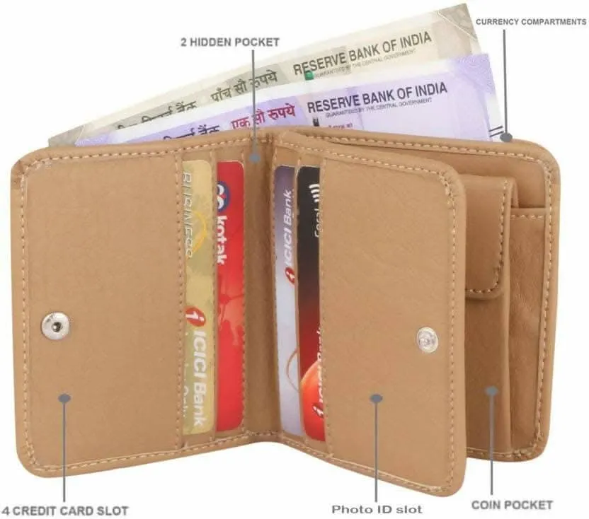 Men Casual Beige Artificial Leather Wallet (7 Card Slots)