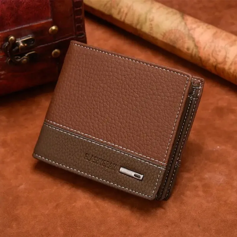 Men's Wallet Short Lychee - Stylish Compact Design with Multiple Compartments