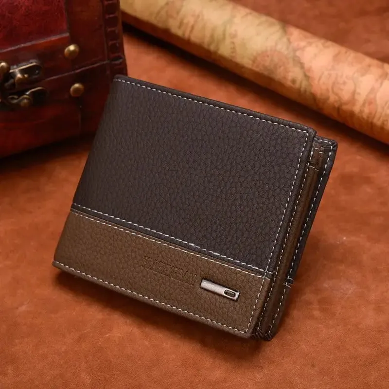 Men's Wallet Short Lychee - Stylish Compact Design with Multiple Compartments
