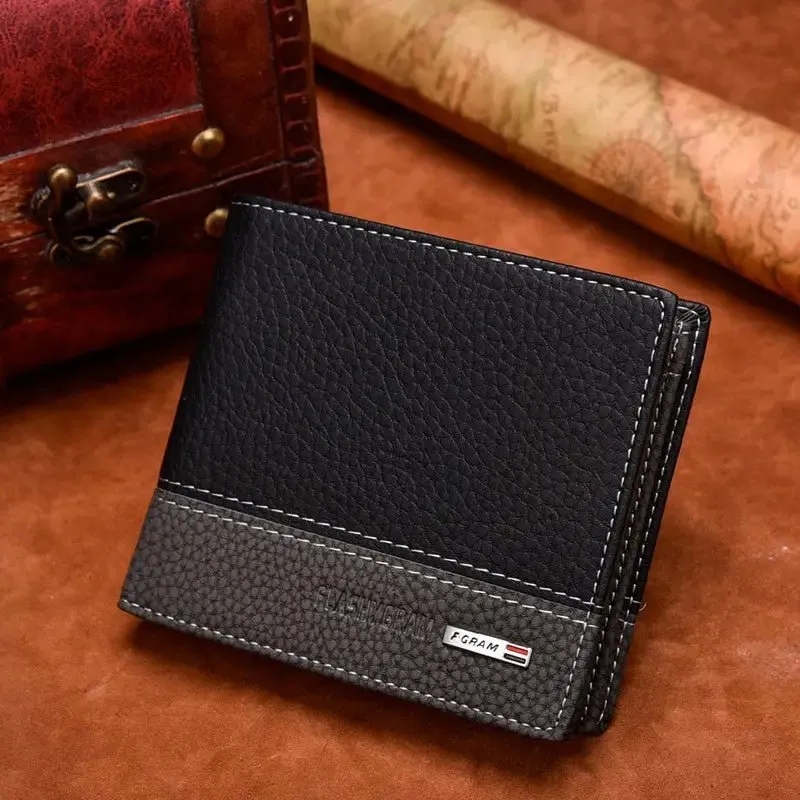 Men's Wallet Short Lychee - Stylish Compact Design with Multiple Compartments