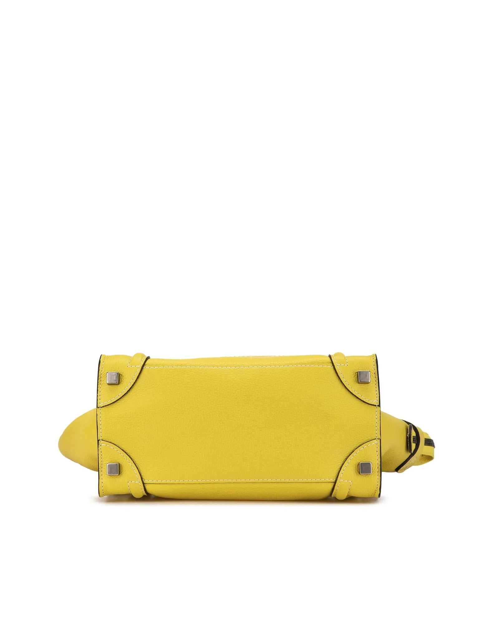 Micro Luggage Tote Leather Handbag with Zip Pockets
