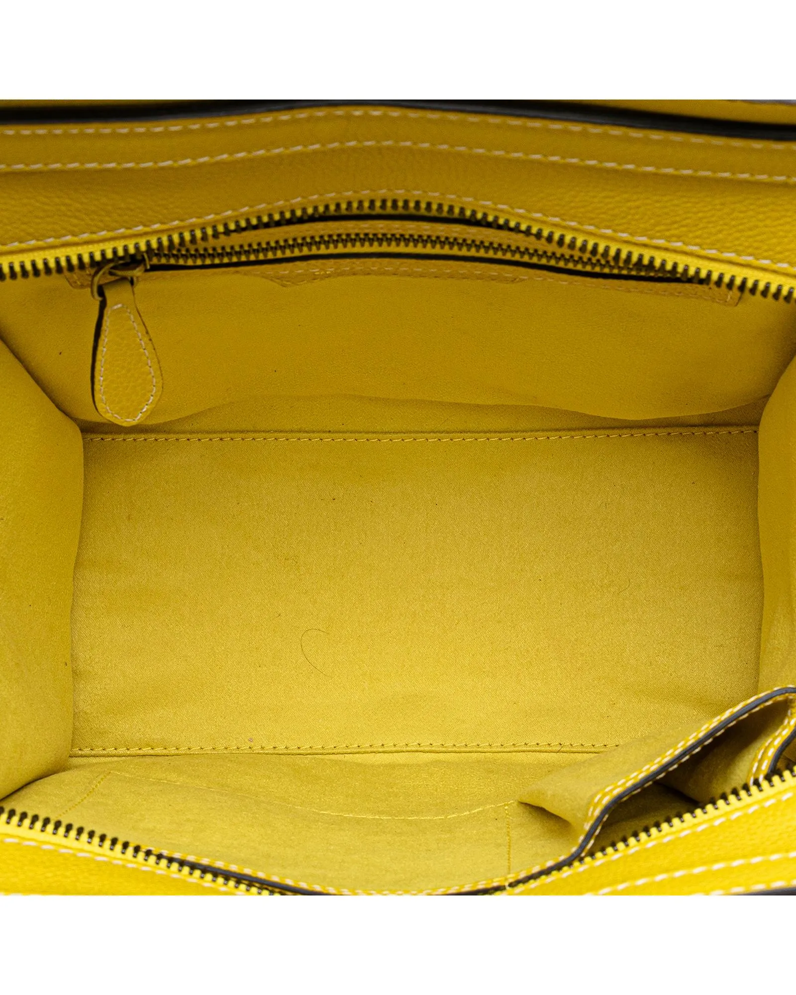 Micro Luggage Tote Leather Handbag with Zip Pockets
