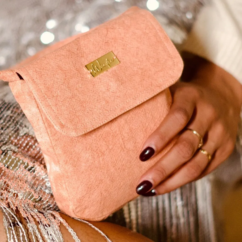 Mineral Dyed Mini Cross Body Coin Purse- Patami/Apricot