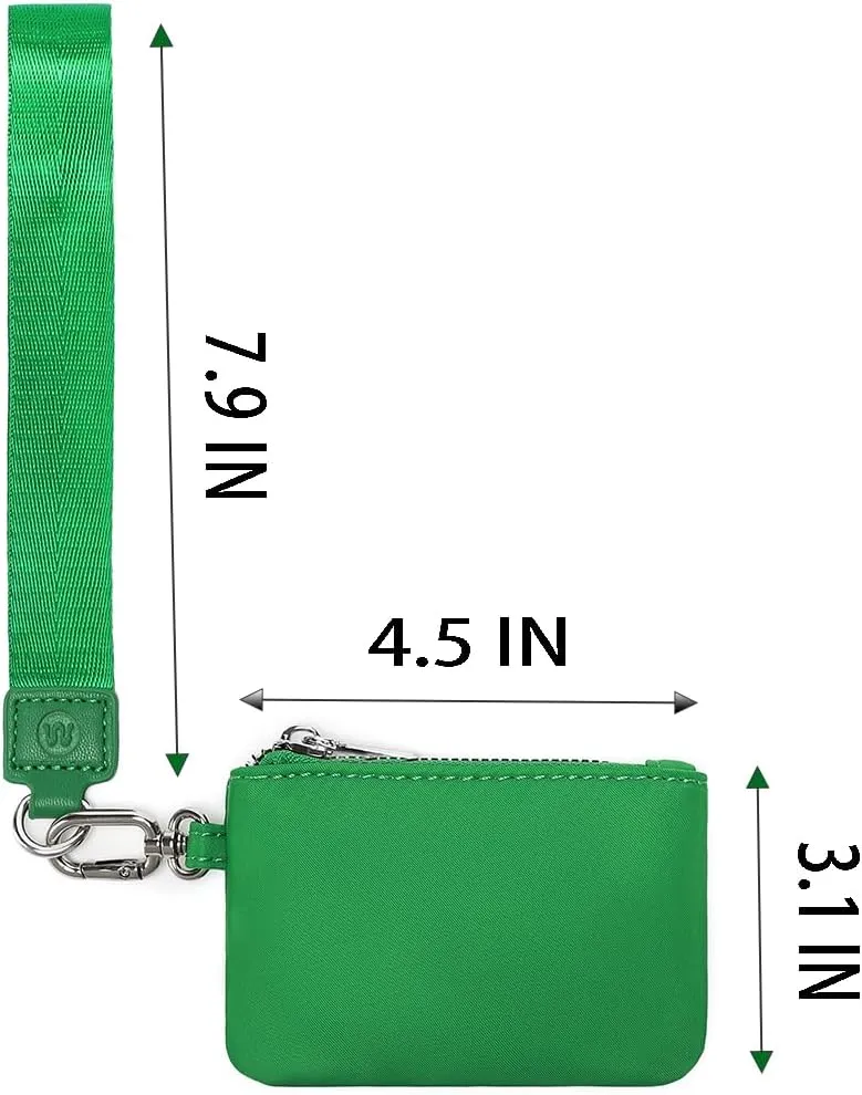 Mini Zip Around Wristlet Wallet for Women Detachable Dual Pouch Wristlet Portable Coin Pocket Keychain Small Purse (Green Grey)