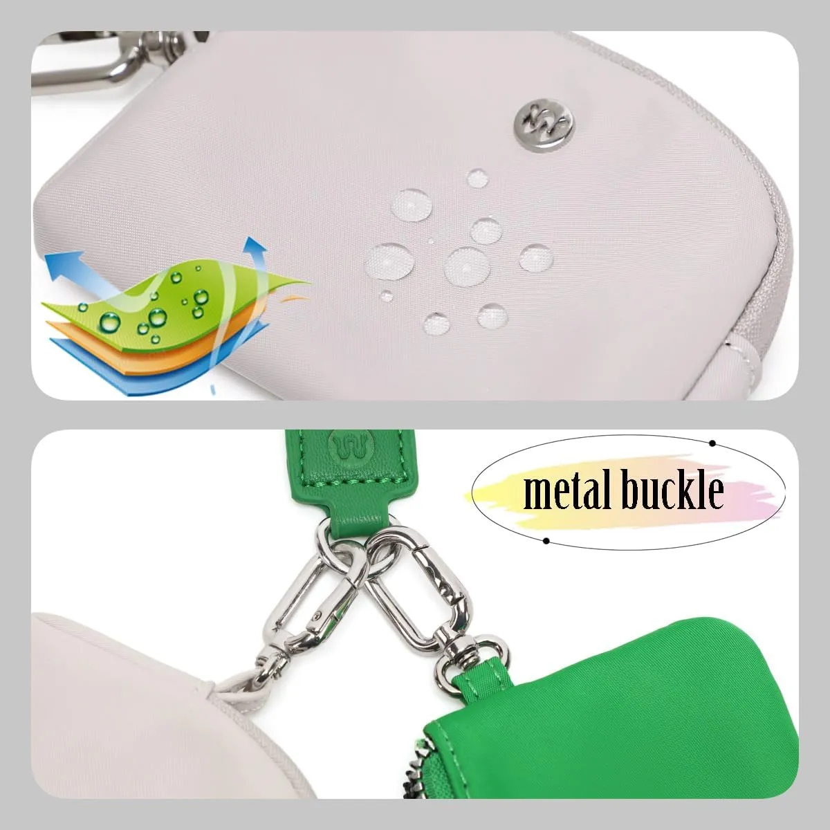 Mini Zip Around Wristlet Wallet for Women Detachable Dual Pouch Wristlet Portable Coin Pocket Keychain Small Purse (Green Grey)