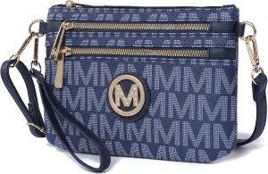 MKF Crossbody Bag for Women, Wristlet Strap  PU Leather Shoulder Handbag  Small Pocketbook Messenger Purse Black
