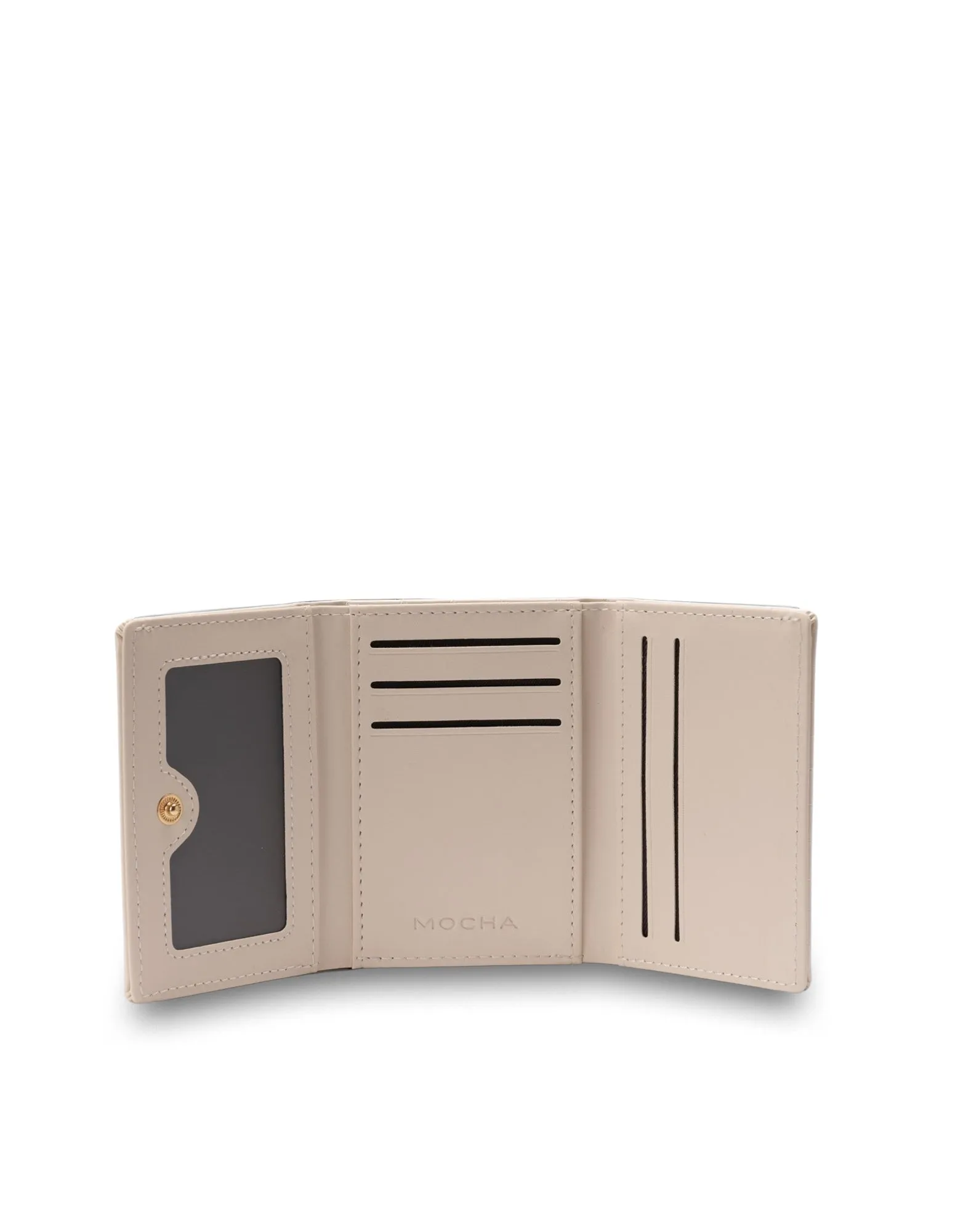 Mocha Bindi Croc-Embossed Mini Wallet - White