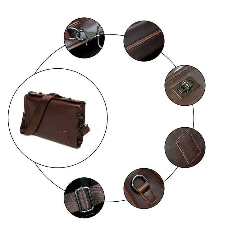 MRoyale™ Men's Leather Briefcase Messenger Crossbody Satchel Bag