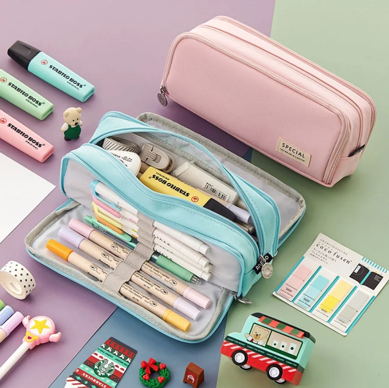 Multi-compartment pencil case