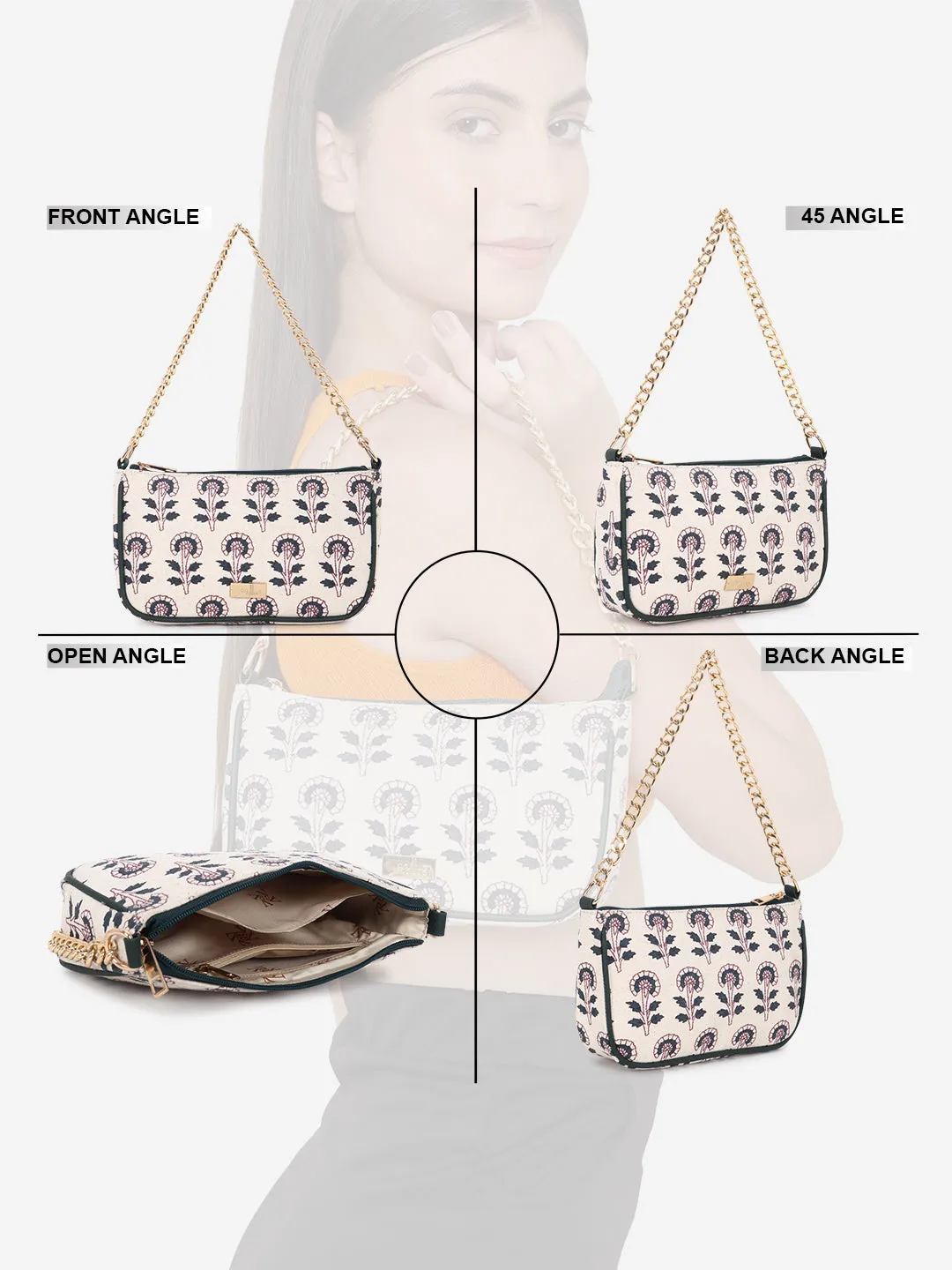 Off White Printed Sling bag