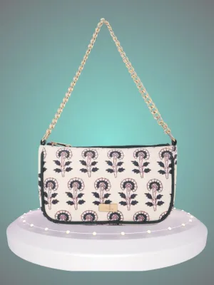 Off White Printed Sling bag
