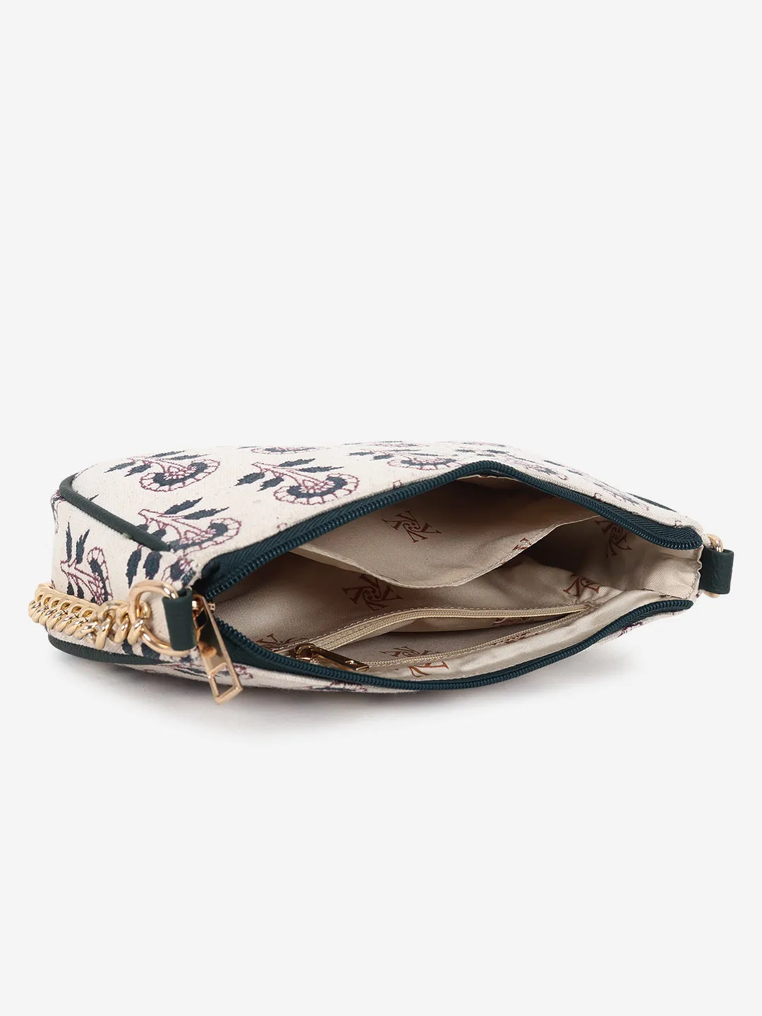 Off White Printed Sling bag