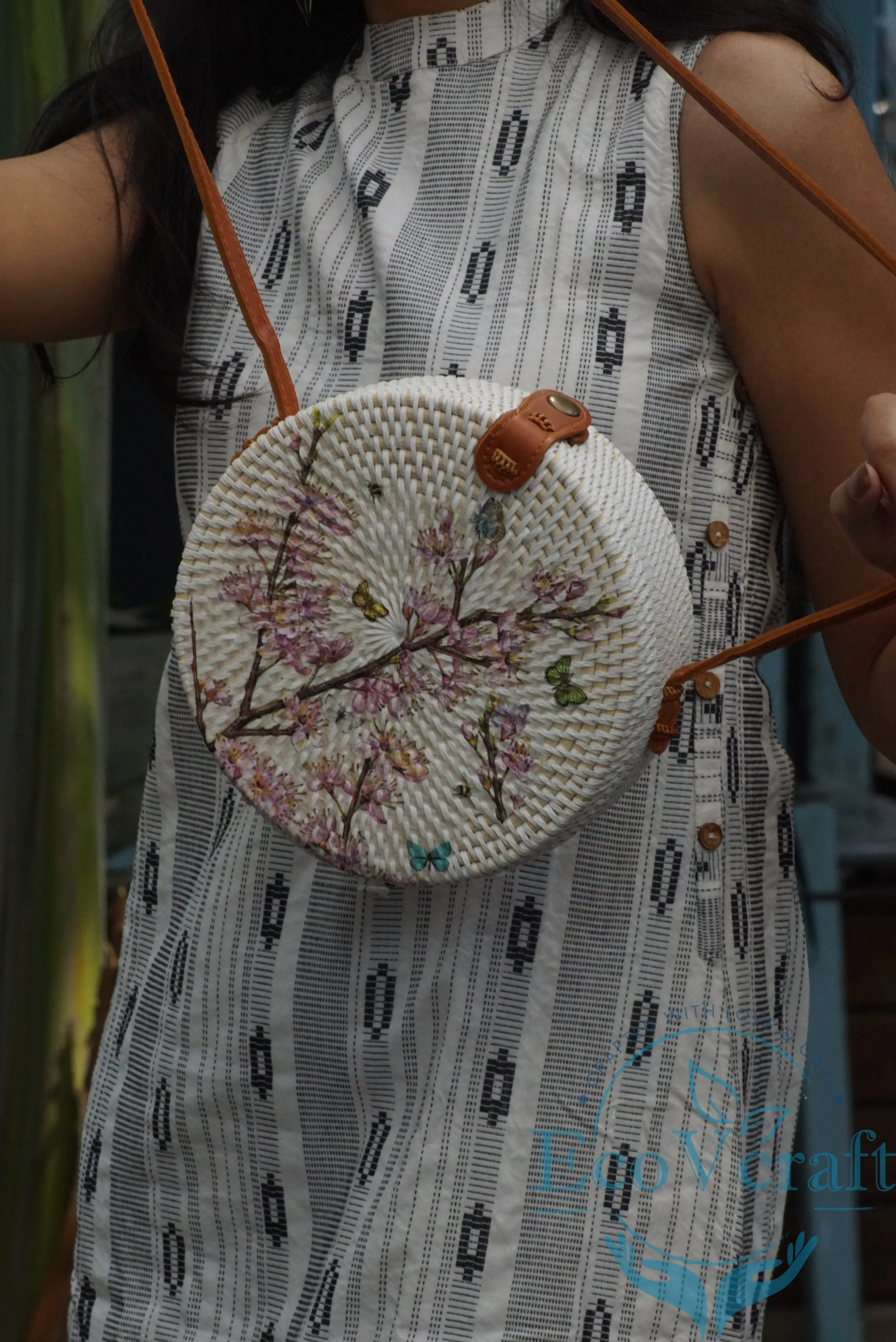 Orchid White Round Sling Bag