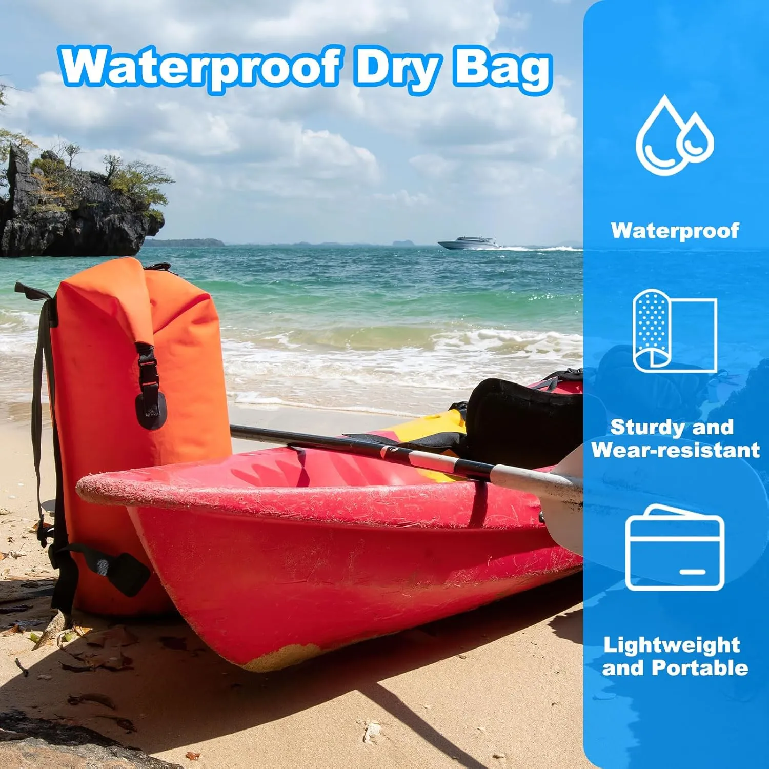 PATIKIL 12L Waterproof Dry Bag, Portable Dry Sack Roll Top Bag Lightweight Dry Storage Bag for Gym Kayaking Hiking Swimming Camping, Sky Blue