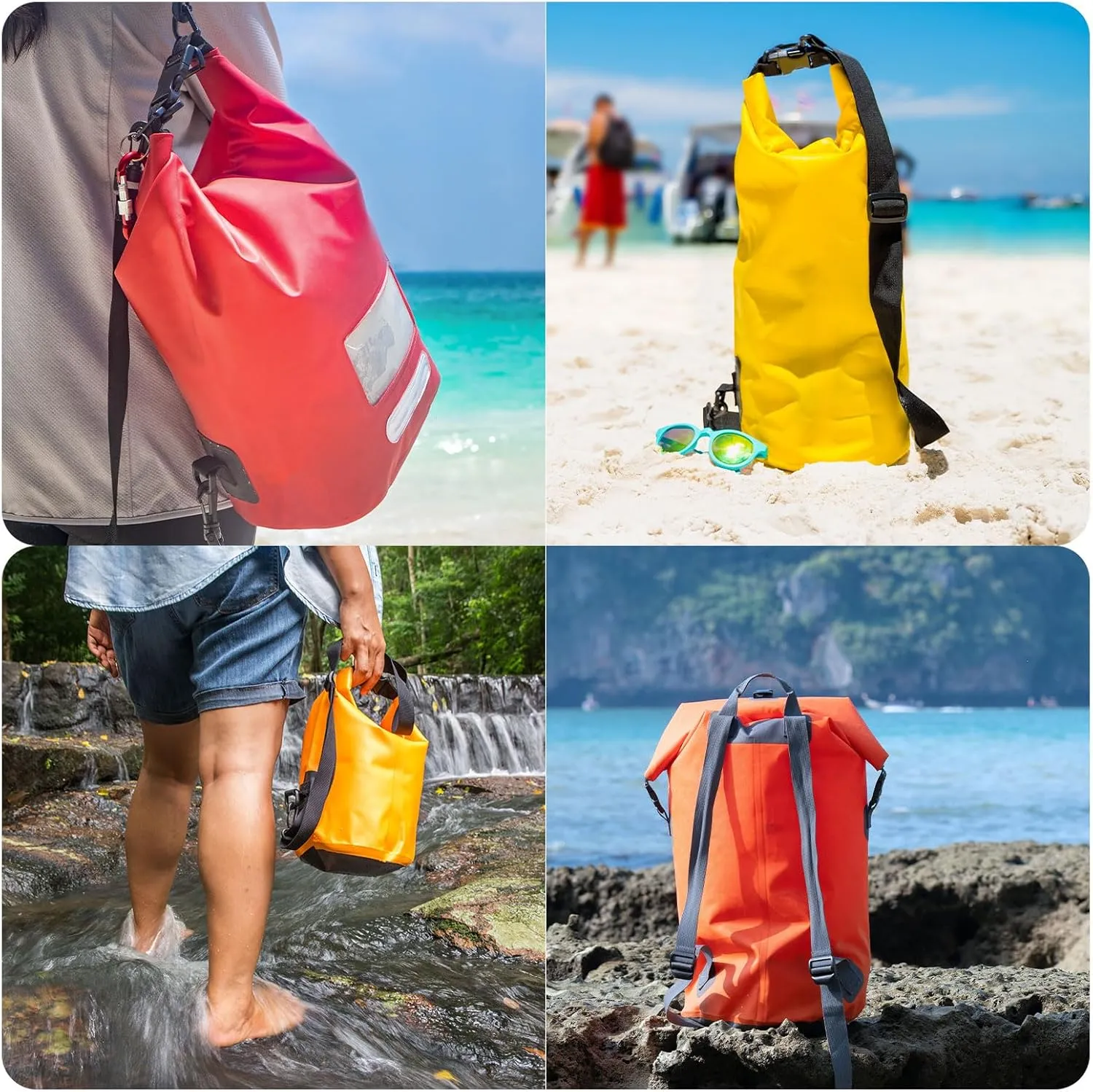 PATIKIL 12L Waterproof Dry Bag, Portable Dry Sack Roll Top Bag Lightweight Dry Storage Bag for Gym Kayaking Hiking Swimming Camping, Sky Blue