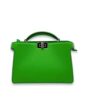 Peekaboo Crossbody Bag Mini Green in Calfskin, Silver hardware