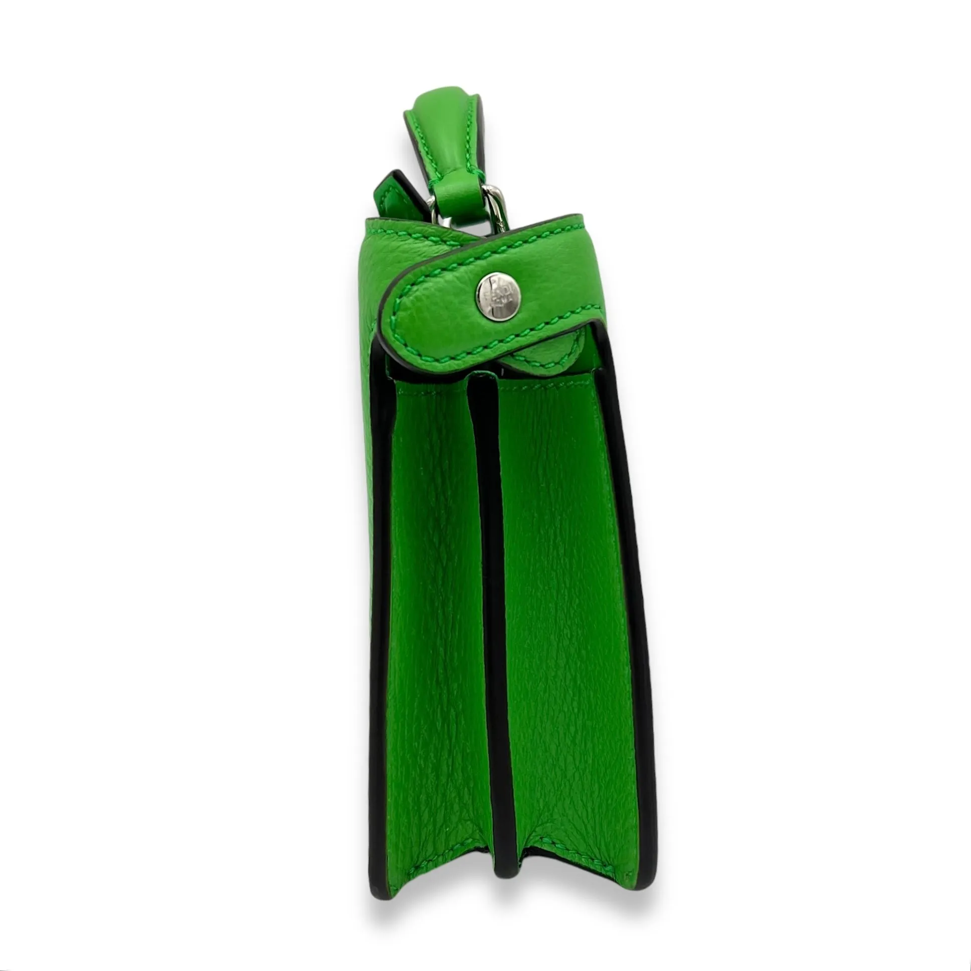Peekaboo Crossbody Bag Mini Green in Calfskin, Silver hardware