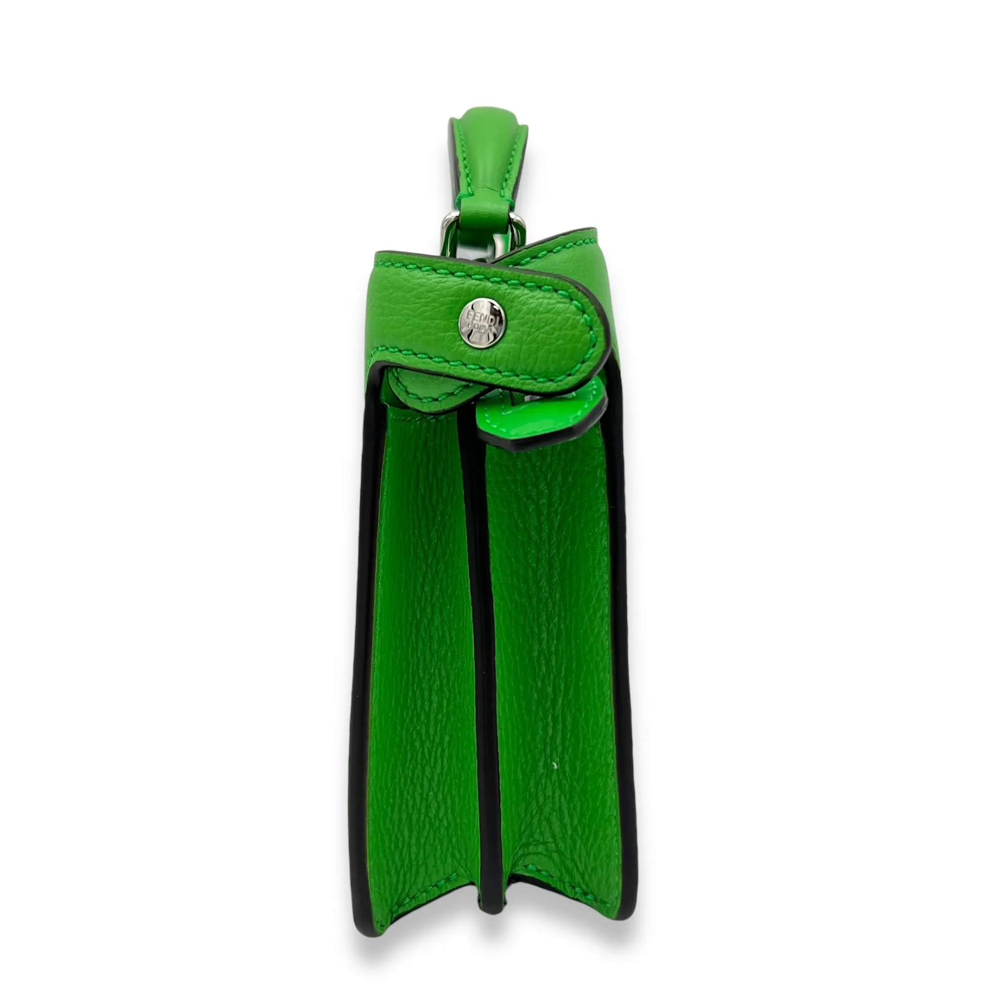 Peekaboo Crossbody Bag Mini Green in Calfskin, Silver hardware