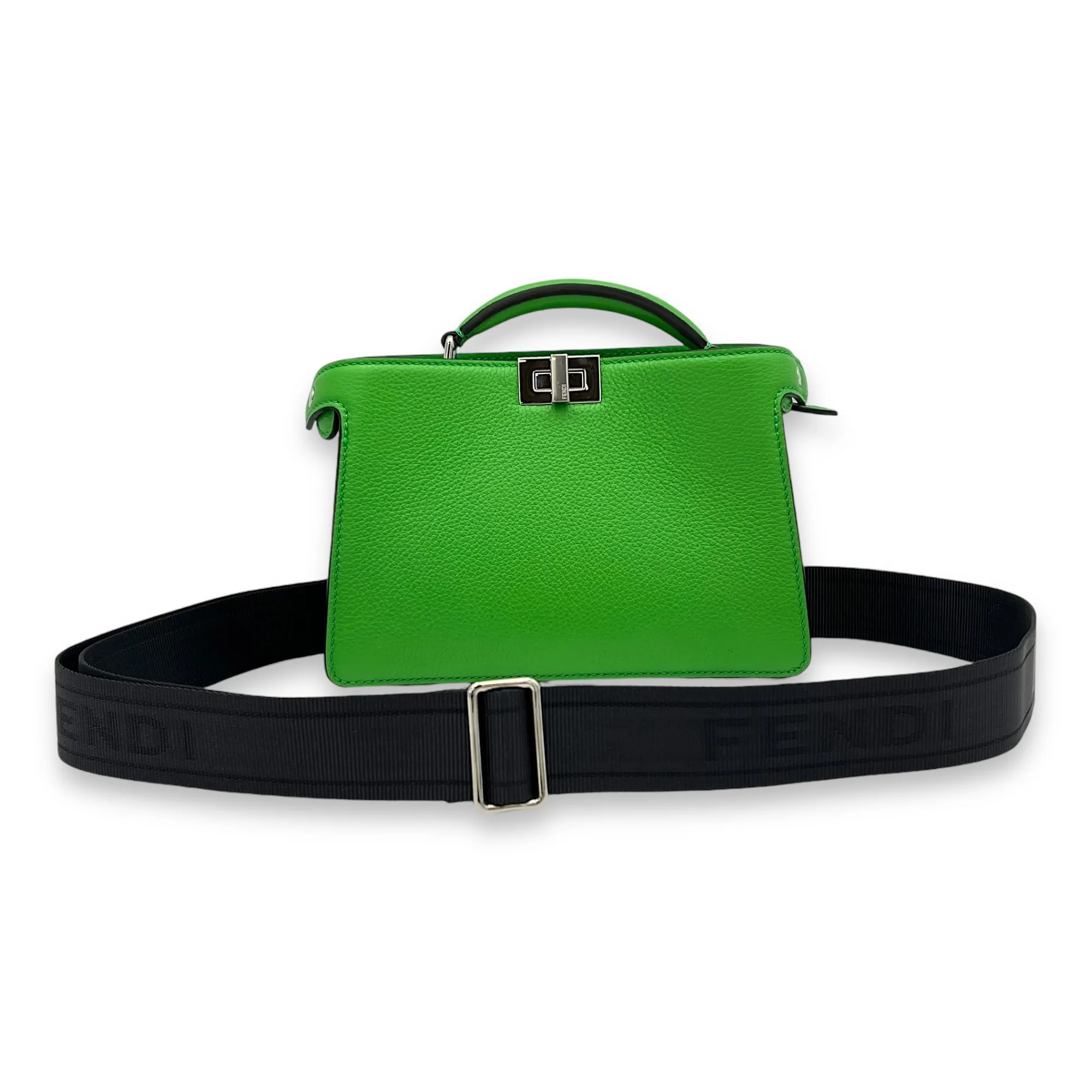 Peekaboo Crossbody Bag Mini Green in Calfskin, Silver hardware