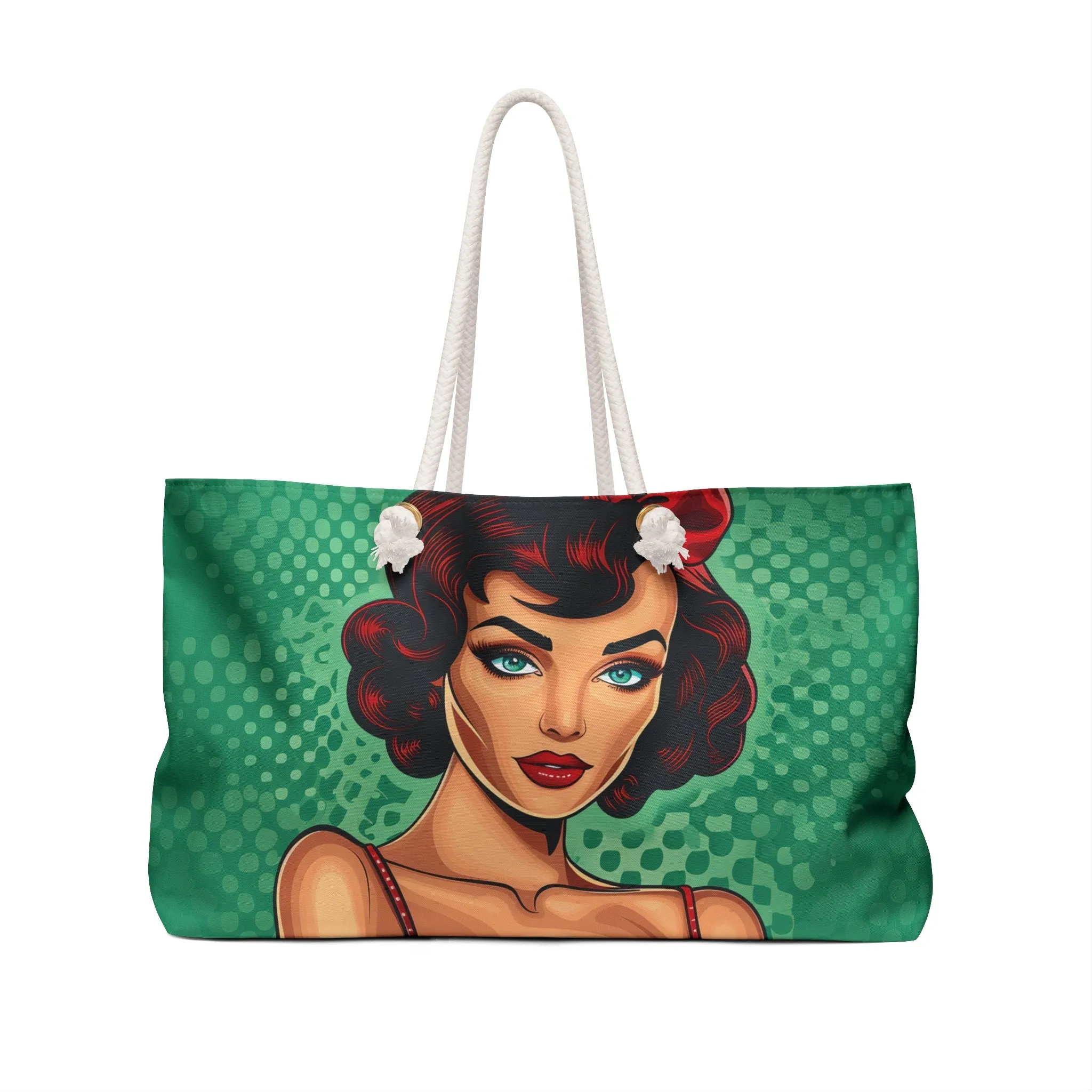 Personalised/Non-Personalised Weekender Bag, Pop Art, Large Weekender Bag, Beach Bag, Book Bag