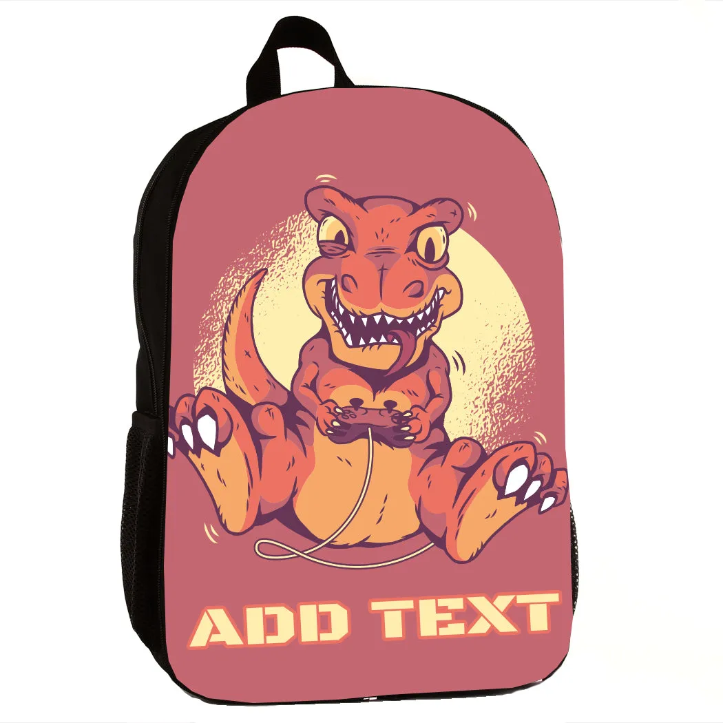 Personalized Full Color Backpacks / Lunch Bag / Duffel Bag - Dino Gamer