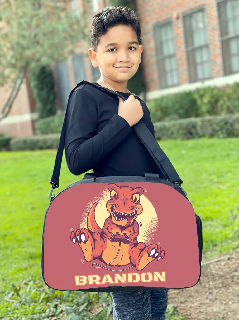 Personalized Full Color Backpacks / Lunch Bag / Duffel Bag - Dino Gamer