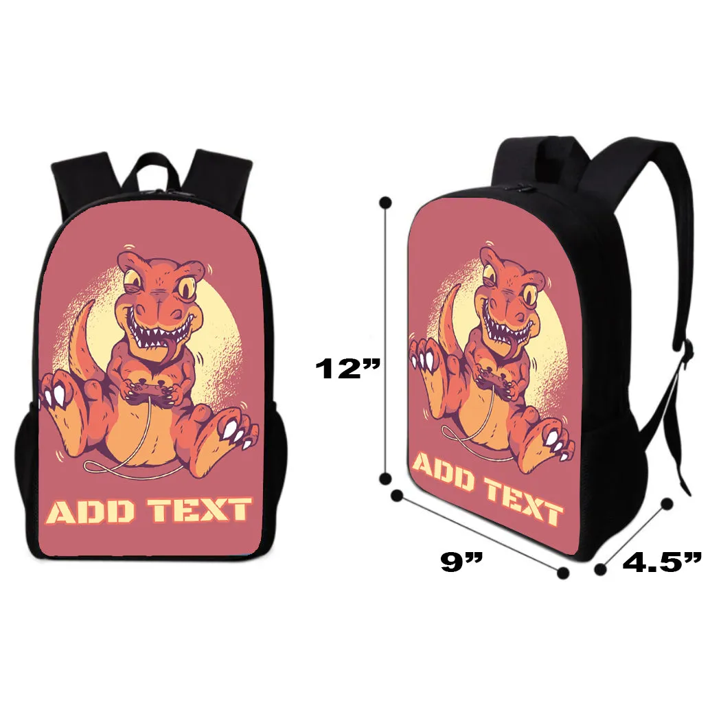 Personalized Full Color Backpacks / Lunch Bag / Duffel Bag - Dino Gamer