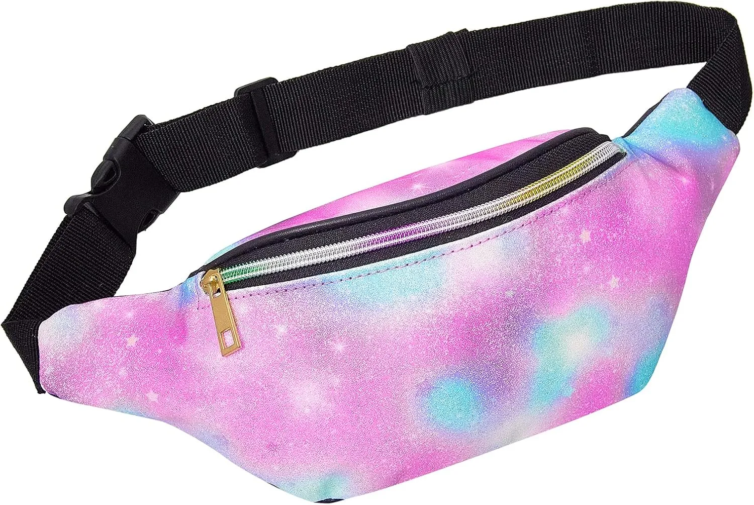 QtGirl Fanny Pack for Kids, Glitter Waist Bag Shiny Bags with Adjustable Belt for Children Sport Running, Camping, Trip