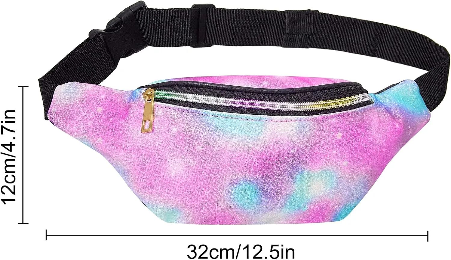 QtGirl Fanny Pack for Kids, Glitter Waist Bag Shiny Bags with Adjustable Belt for Children Sport Running, Camping, Trip