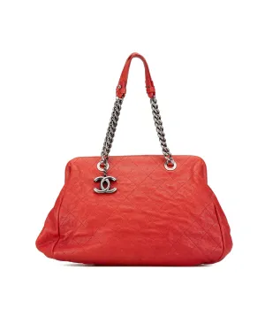 Quilted Leather Frame Tote with Chain Handles