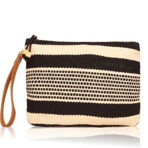 "Black And White Dhurry  Make Up Pouch/Kit Small Size"