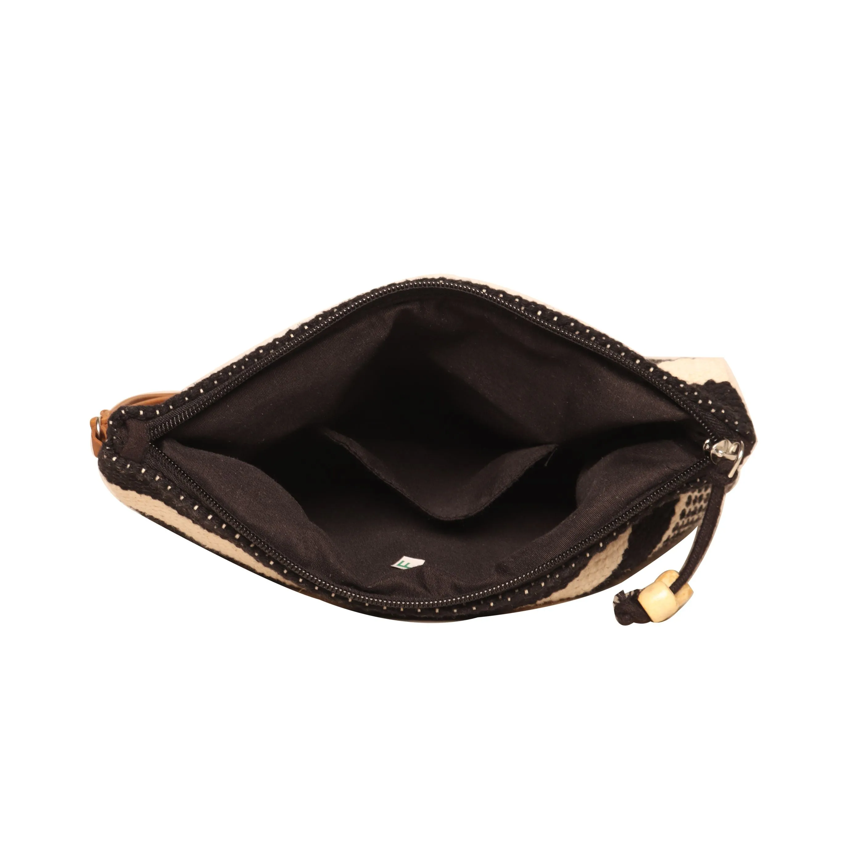 "Black And White Dhurry  Make Up Pouch/Kit Small Size"