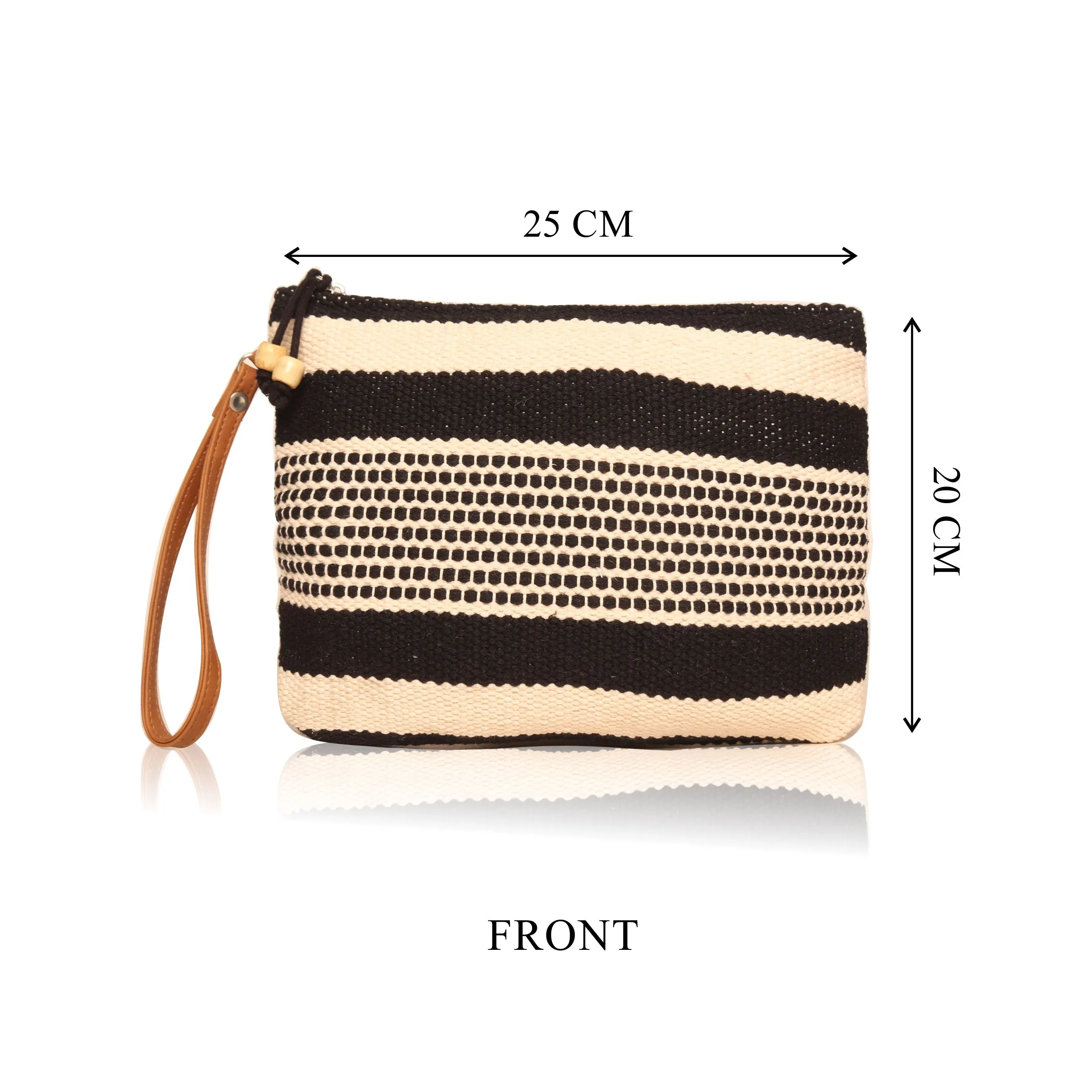 "Black And White Dhurry  Make Up Pouch/Kit Small Size"