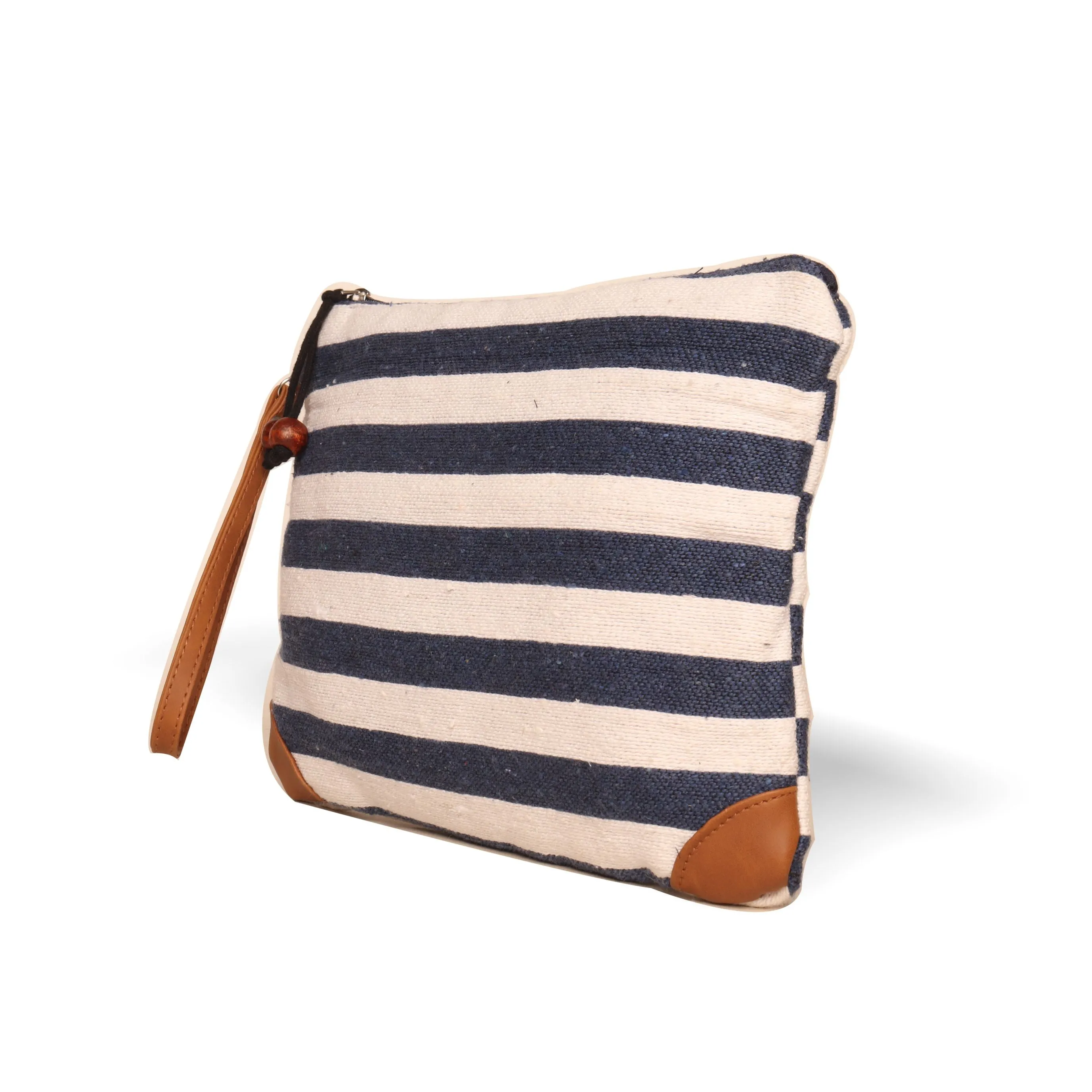 "Blue And White Dhurry  Make Up Pouch/Kit Small Size"