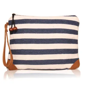 "Blue And White Dhurry  Make Up Pouch/Kit Small Size"