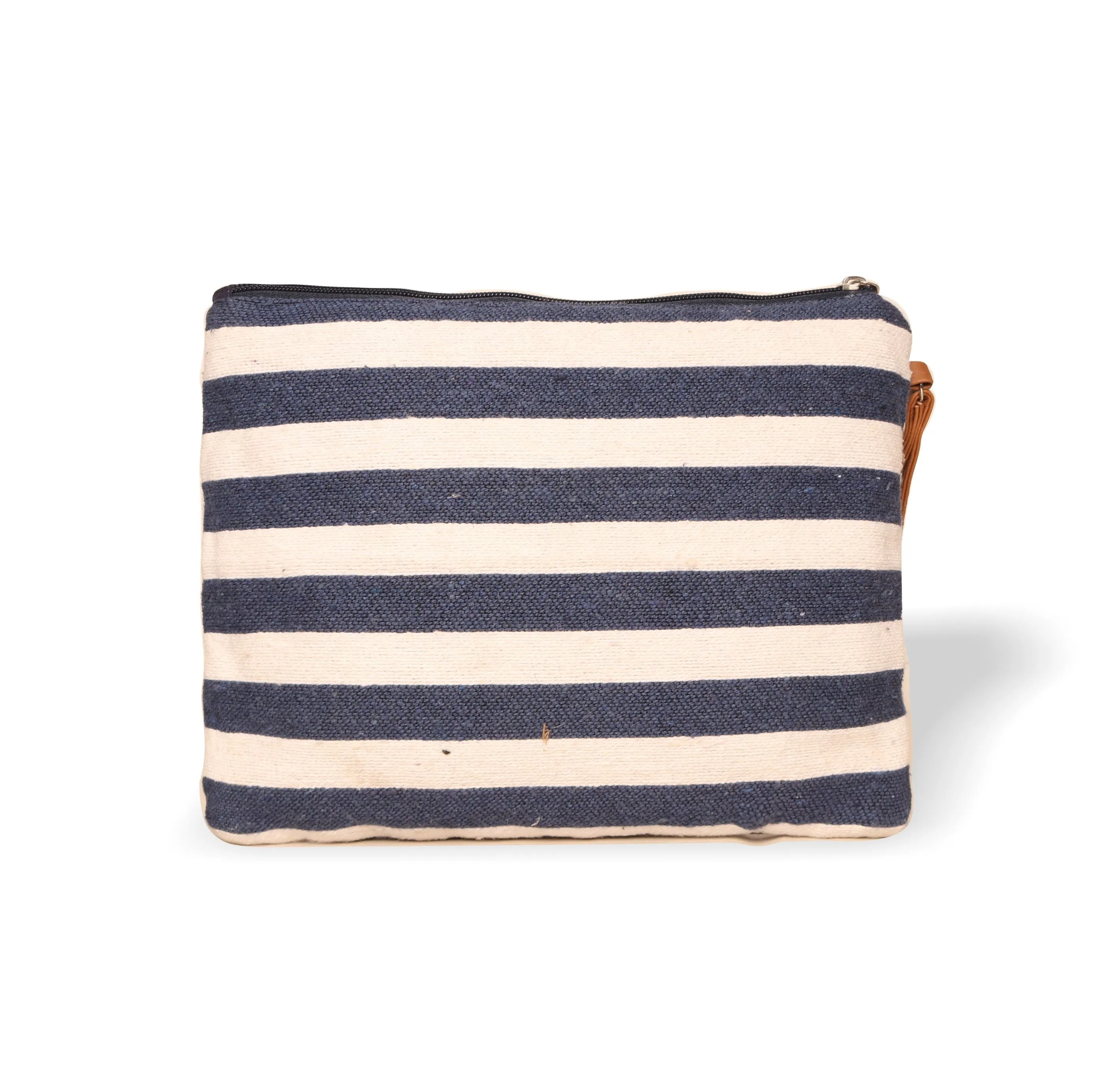 "Blue And White Dhurry  Make Up Pouch/Kit Small Size"