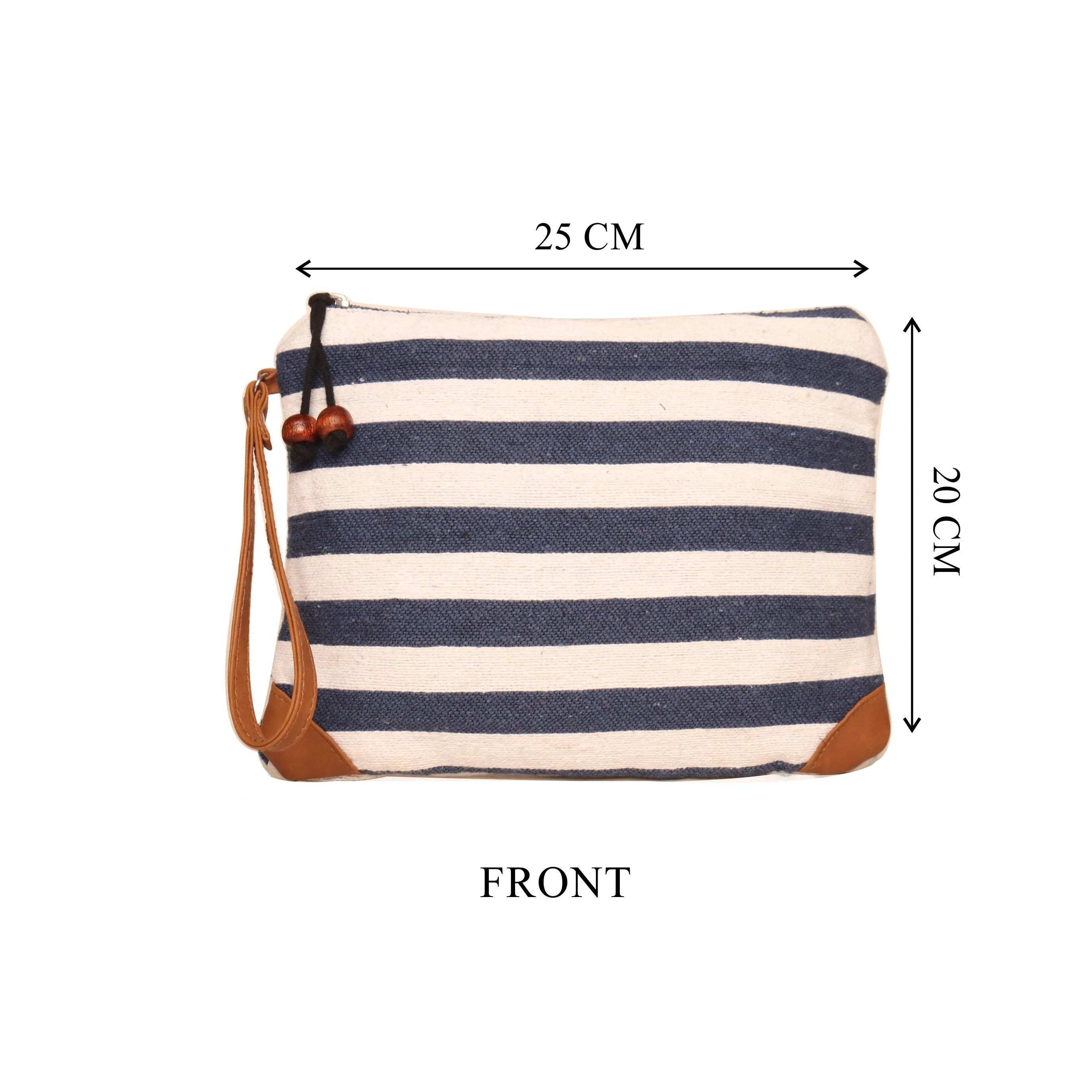 "Blue And White Dhurry  Make Up Pouch/Kit Small Size"
