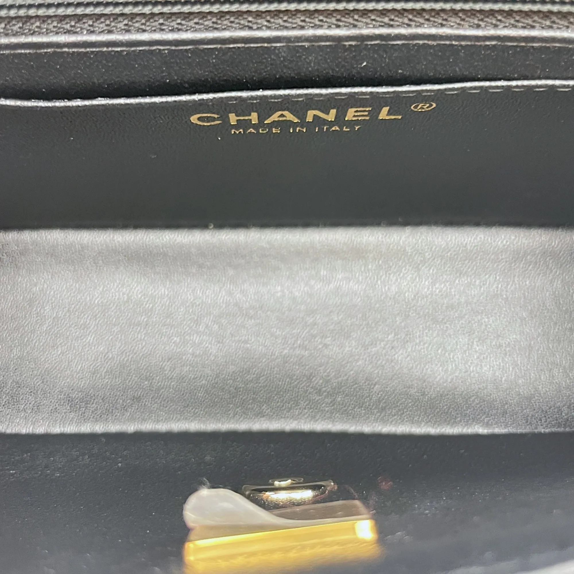 Rectangle Top Handle Mini Black Crossbody Bag in Lambskin, Gold hardware