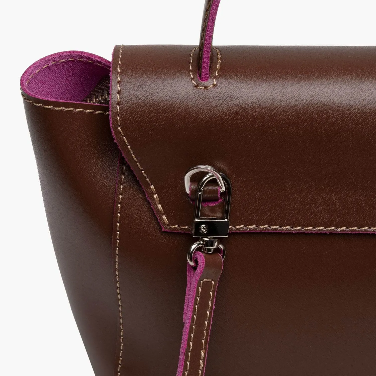 Siena Mini Leather Satchel Crossbody Bag - Chocolate