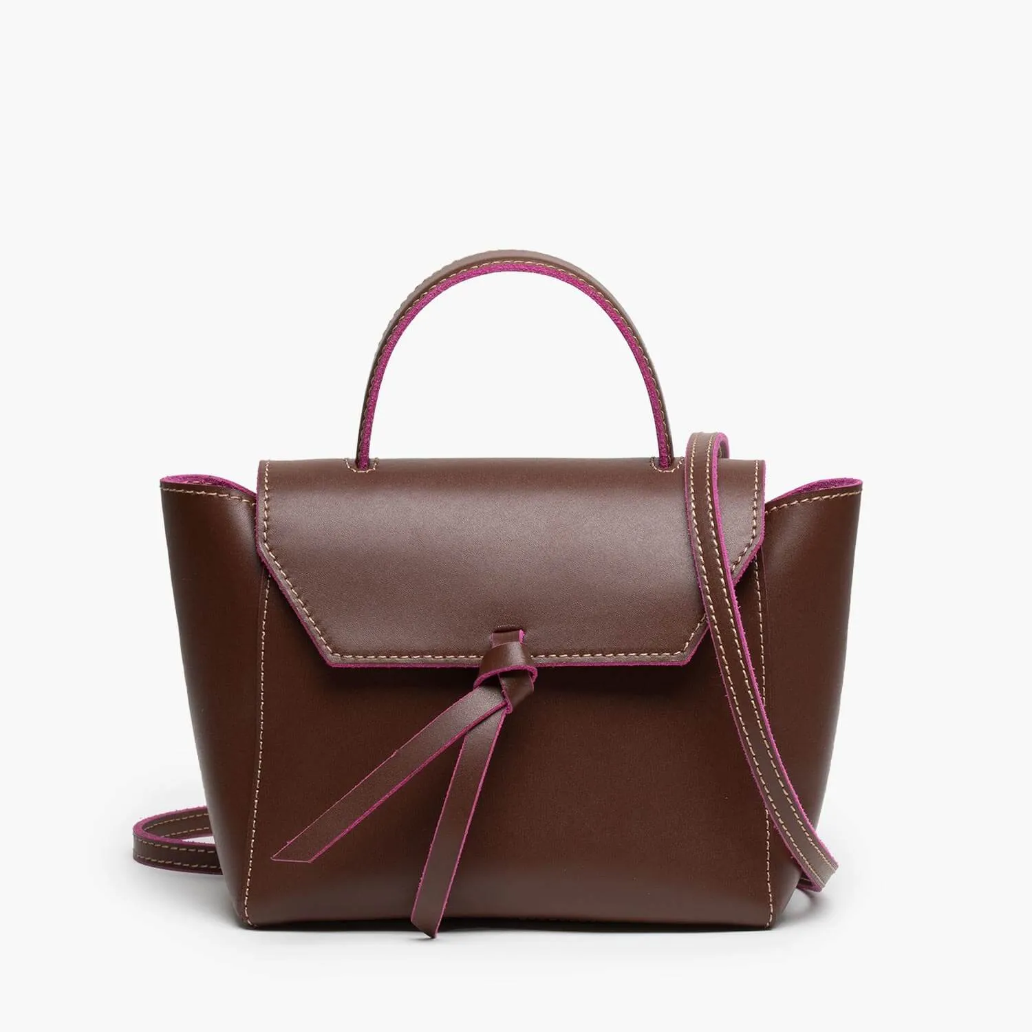 Siena Mini Leather Satchel Crossbody Bag - Chocolate