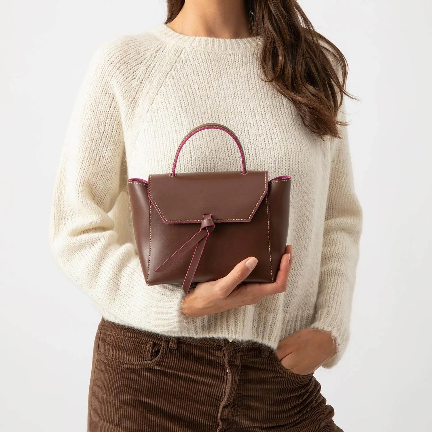 Siena Mini Leather Satchel Crossbody Bag - Chocolate