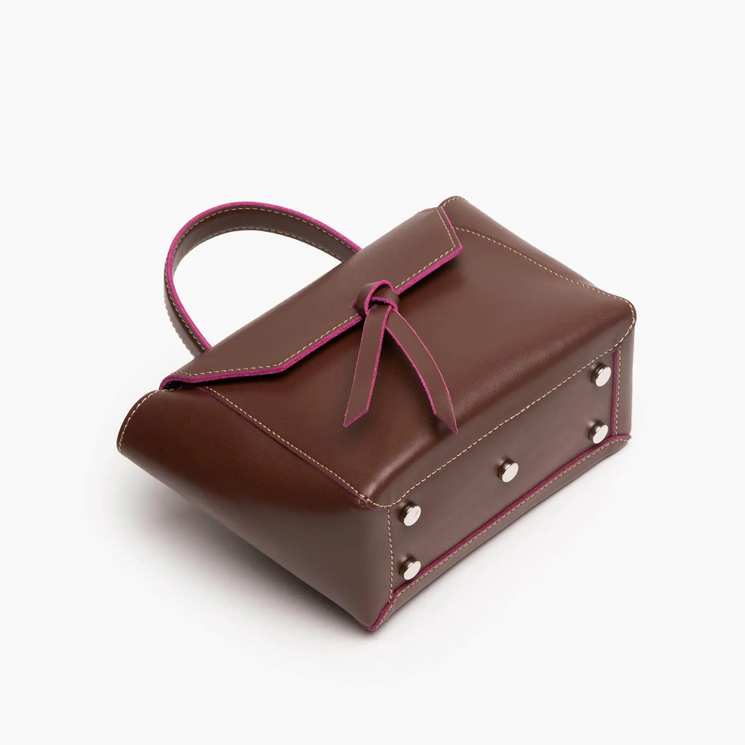 Siena Mini Leather Satchel Crossbody Bag - Chocolate