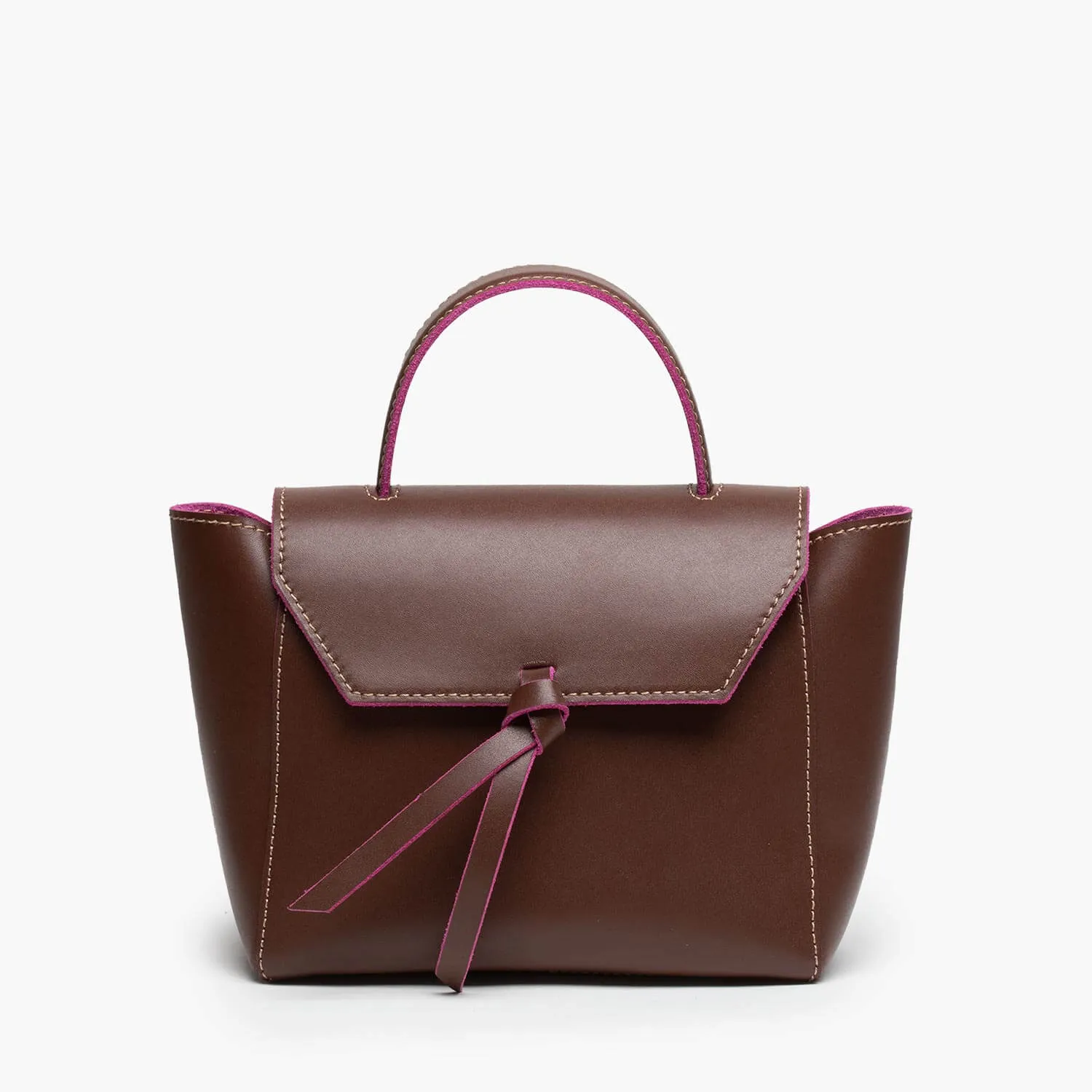 Siena Mini Leather Satchel Crossbody Bag - Chocolate